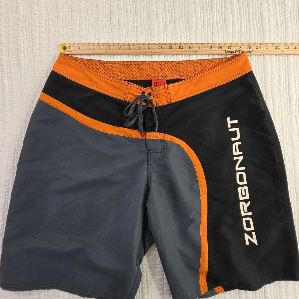 Zorbonaut Mens Board Shorts Swim Trunks Black Orange Grey Size XXL Surf Beach